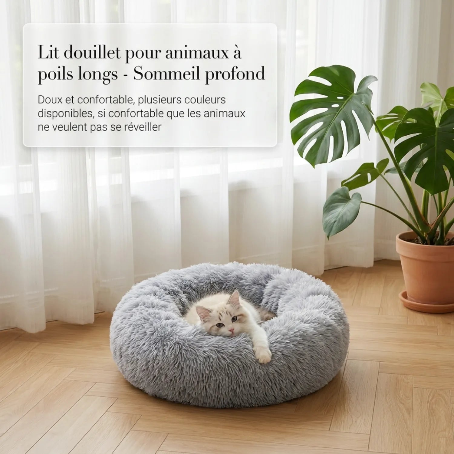 Le Dôme Apaisant – Coussin Panier Rond en Peluche Longue