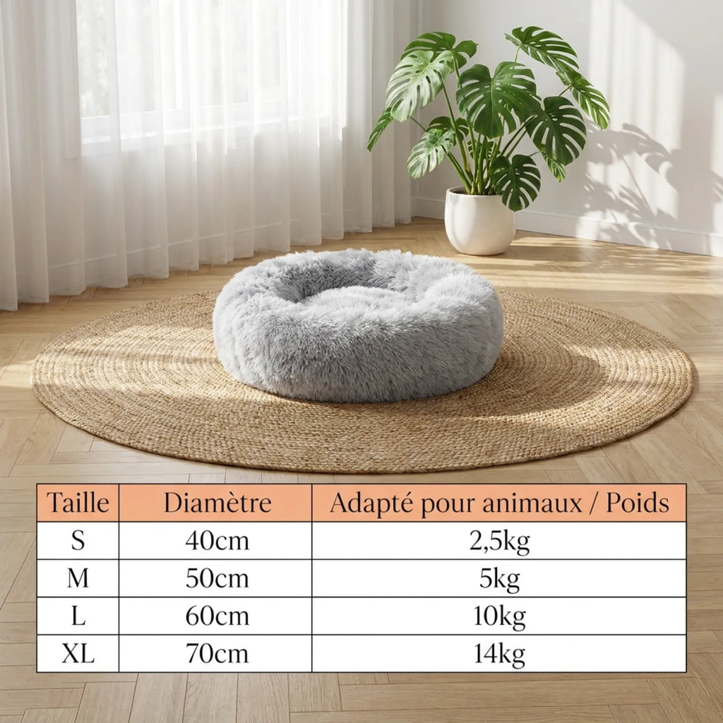Le Dôme Apaisant – Coussin Panier Rond en Peluche Longue