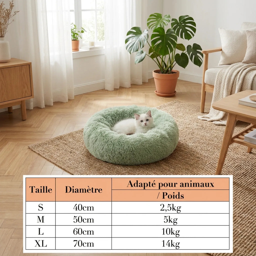 Le Dôme Apaisant – Coussin Panier Rond en Peluche Longue