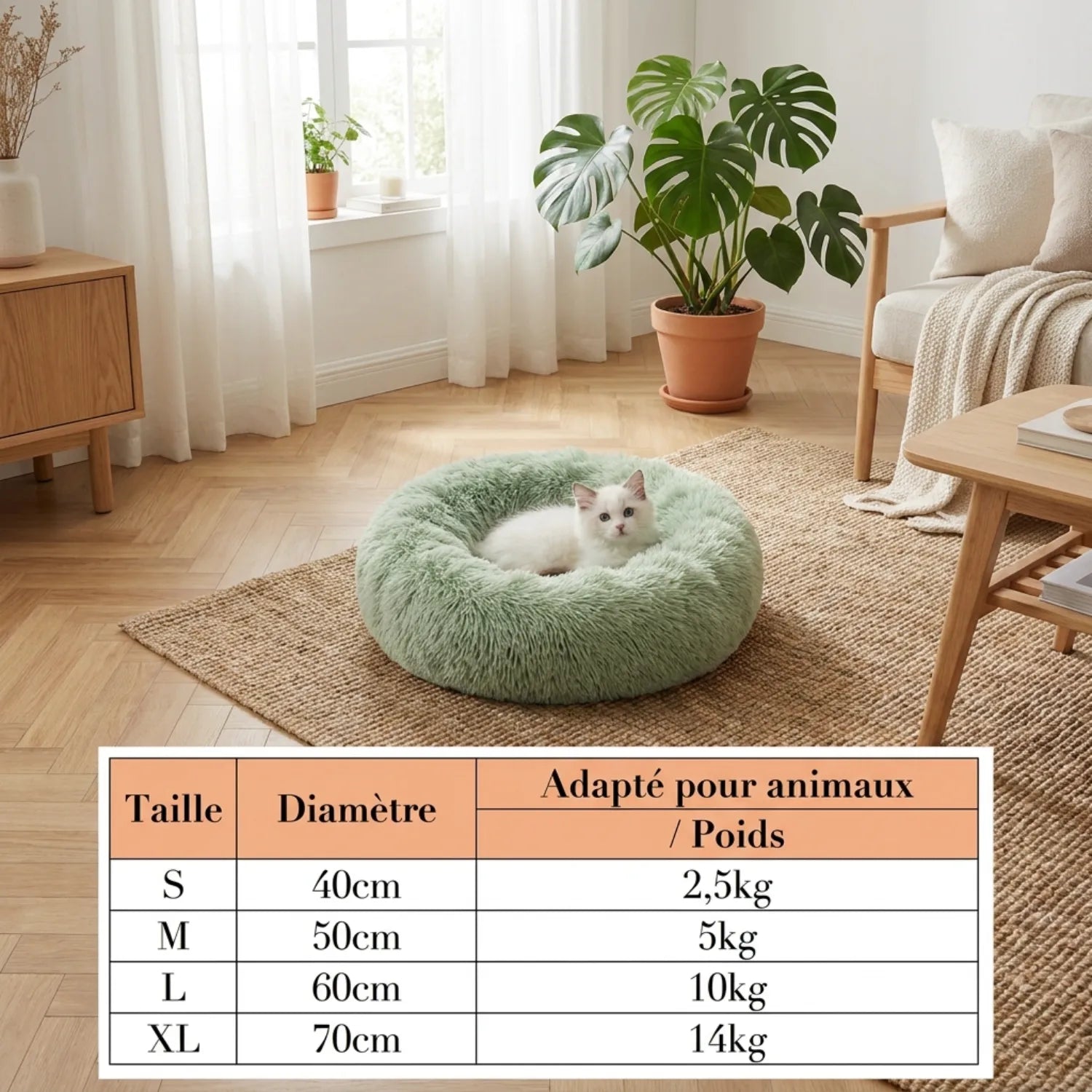 Le Dôme Apaisant – Coussin Panier Rond en Peluche Longue