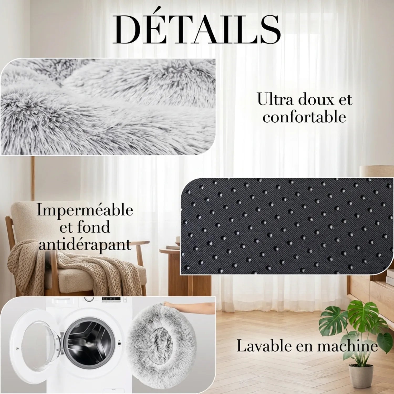 Le Dôme Apaisant – Coussin Panier Rond en Peluche Longue
