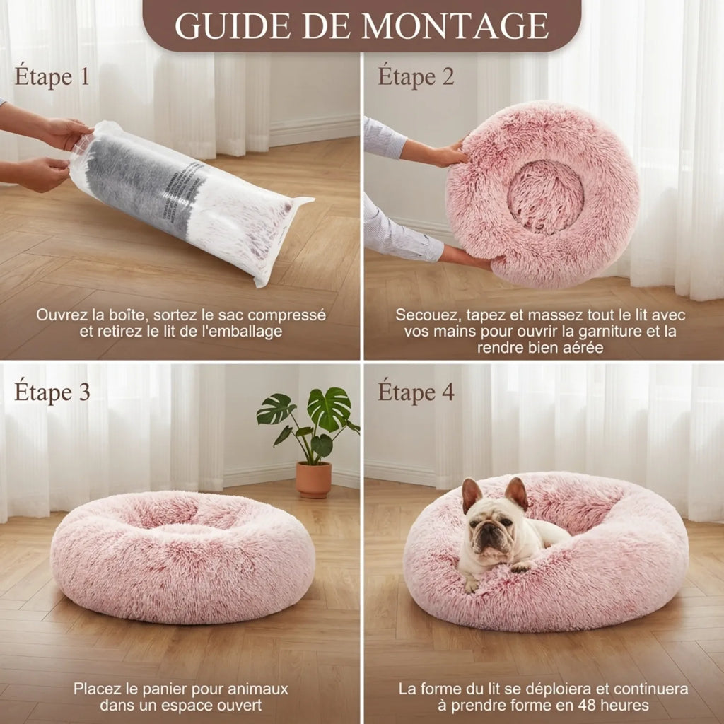 Le Dôme Apaisant – Coussin Panier Rond en Peluche Longue