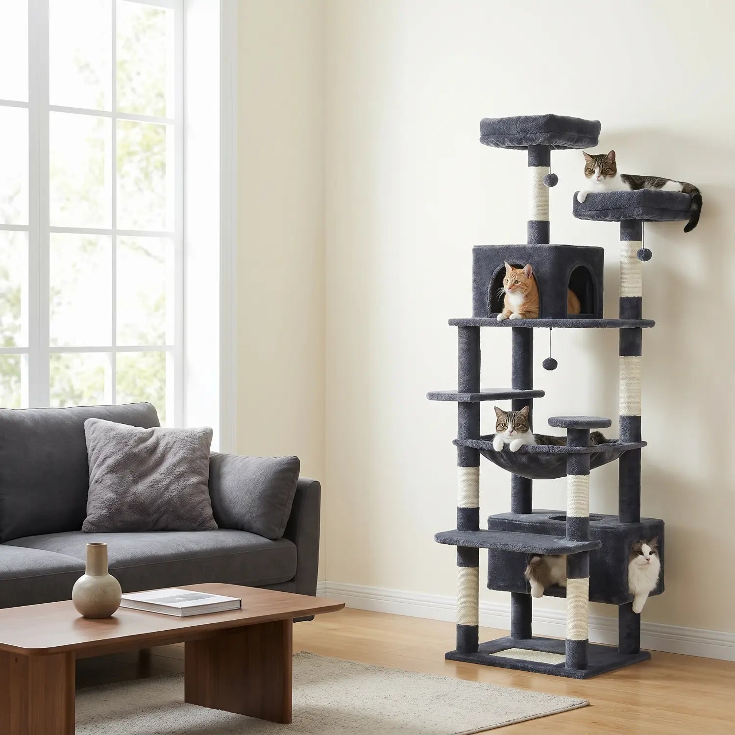 Le Sanctuaire – Arbre à Chat XXL & Confort Communautaire (184 cm)