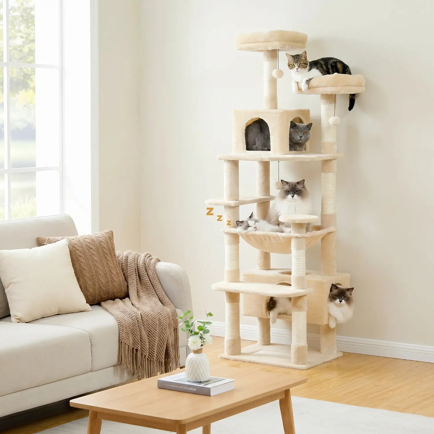 Le Sanctuaire – Arbre à Chat XXL & Confort Communautaire (184 cm)