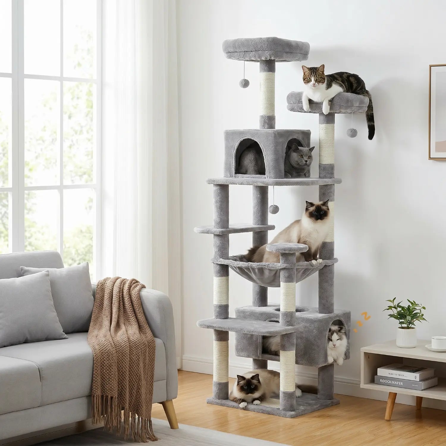 Le Sanctuaire – Arbre à Chat XXL & Confort Communautaire (184 cm)