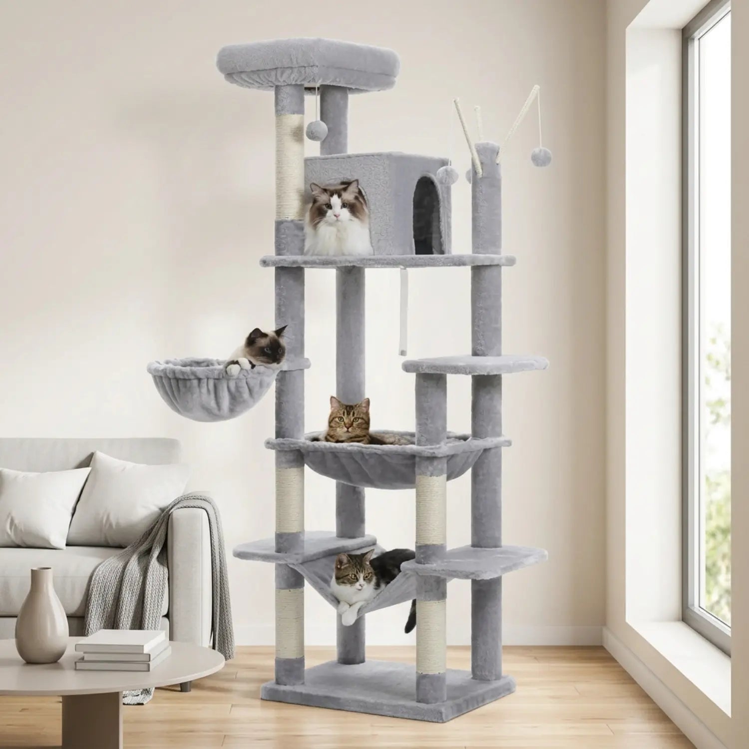 Le Duplex – Arbre à Chat XXL & Confort Lavable (180 cm)