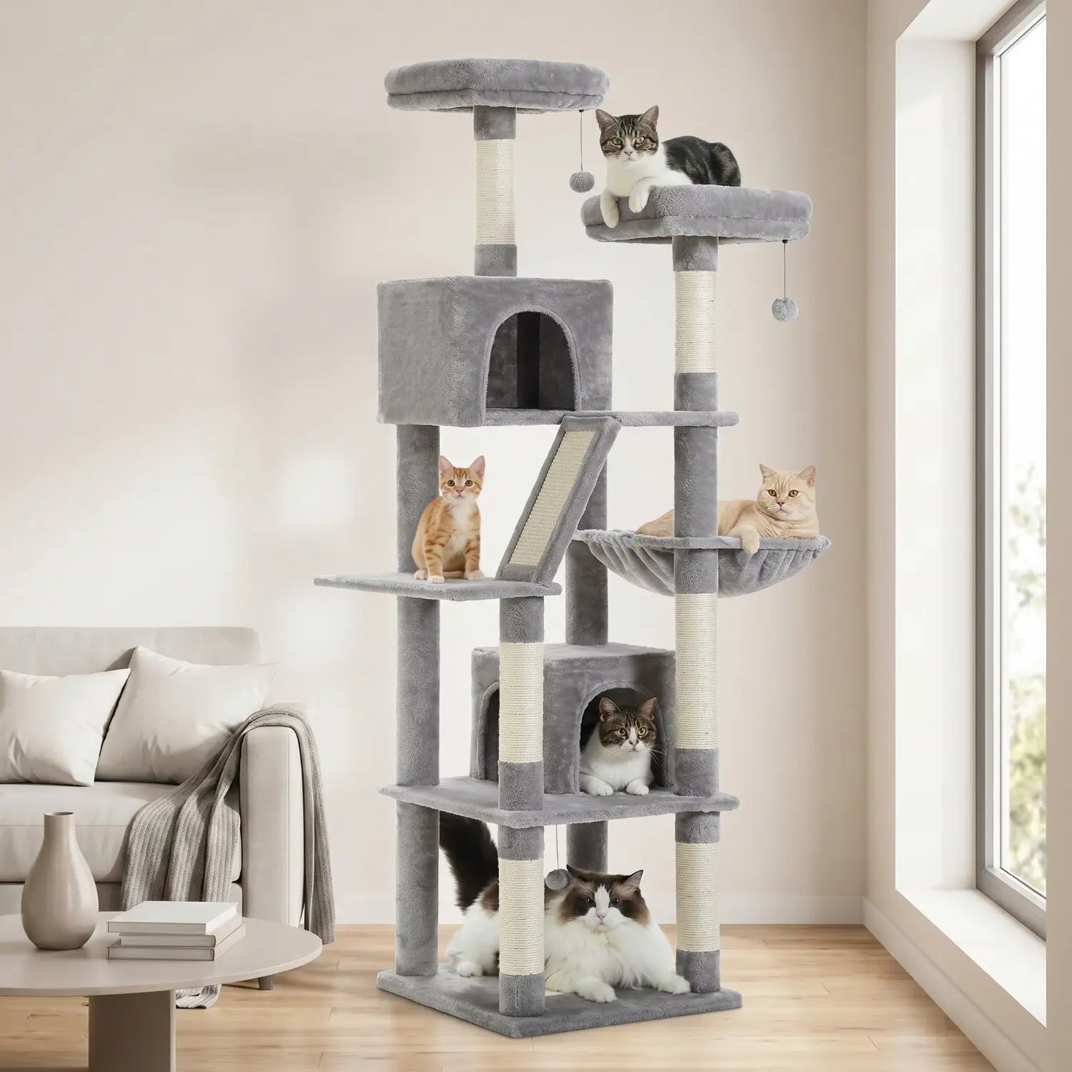 Le Duplex – Arbre à Chat XXL & Confort Lavable (180 cm)