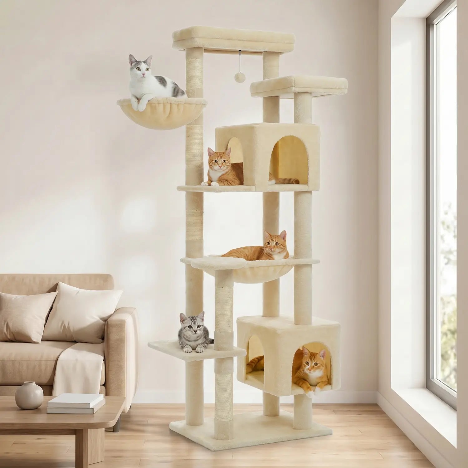 Le Duplex – Arbre à Chat XXL & Confort Lavable (180 cm)