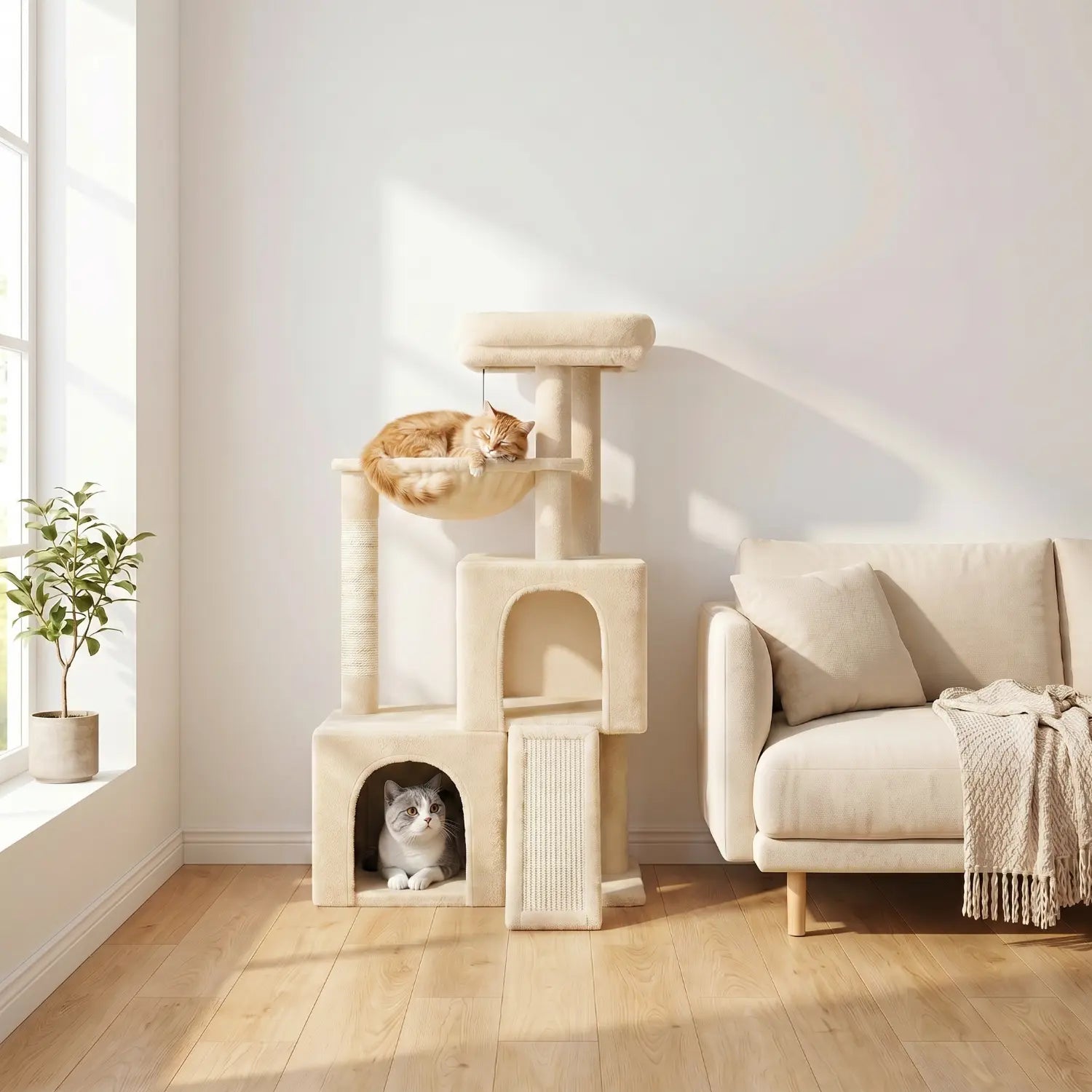 L'Atelier – Arbre à Chat XXL Compact & Stabilité Maximale (104 cm)