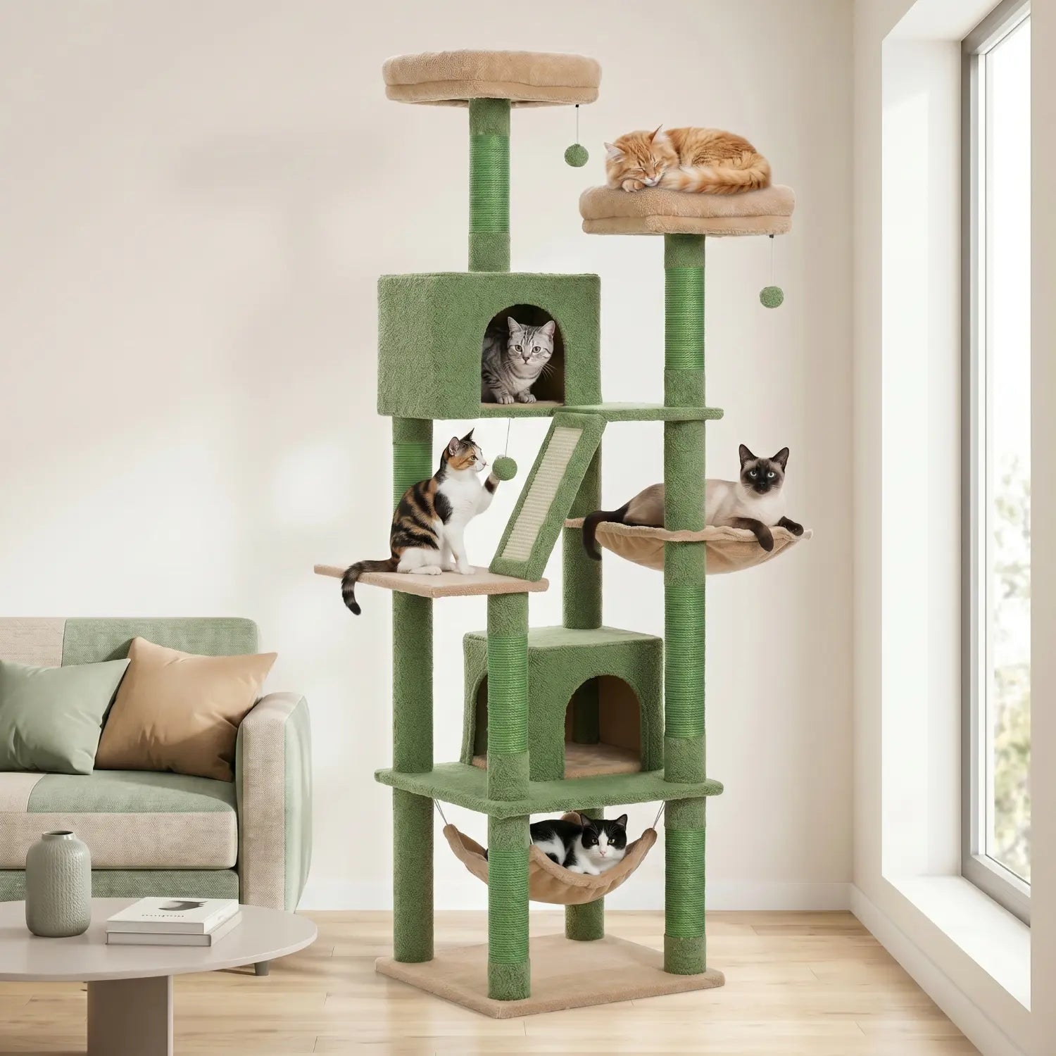 Le Duplex – Arbre à Chat XXL & Confort Lavable (180 cm)