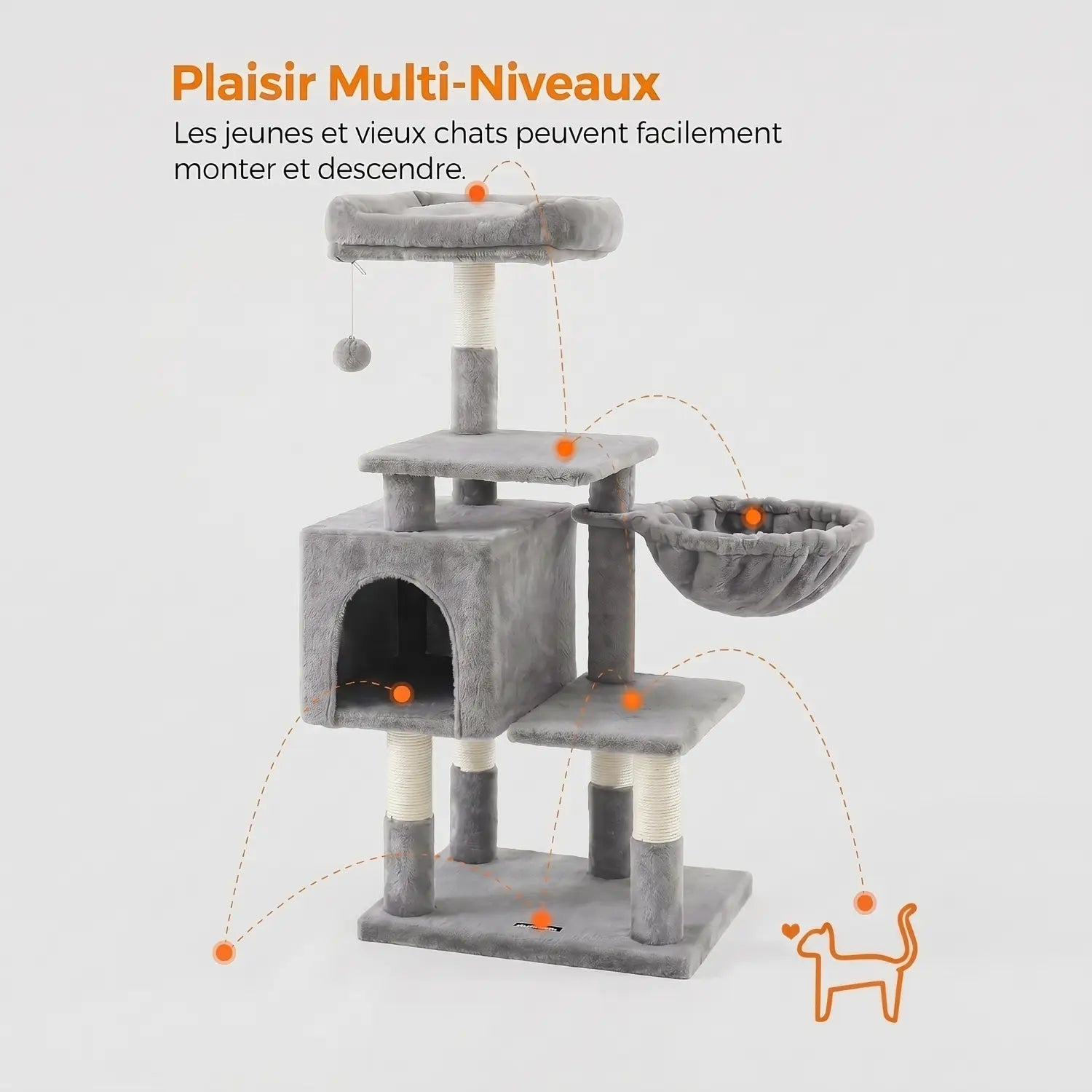 Le Chalet de Simba – Petit Arbre à Chat Multi-Niveaux avec Niche, Panier et Plateforme d’Observation
