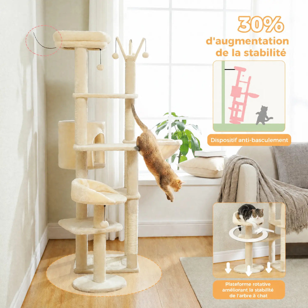 L'Oasis – Arbre à Chat Organique & Stabilité Maximale (150 cm)