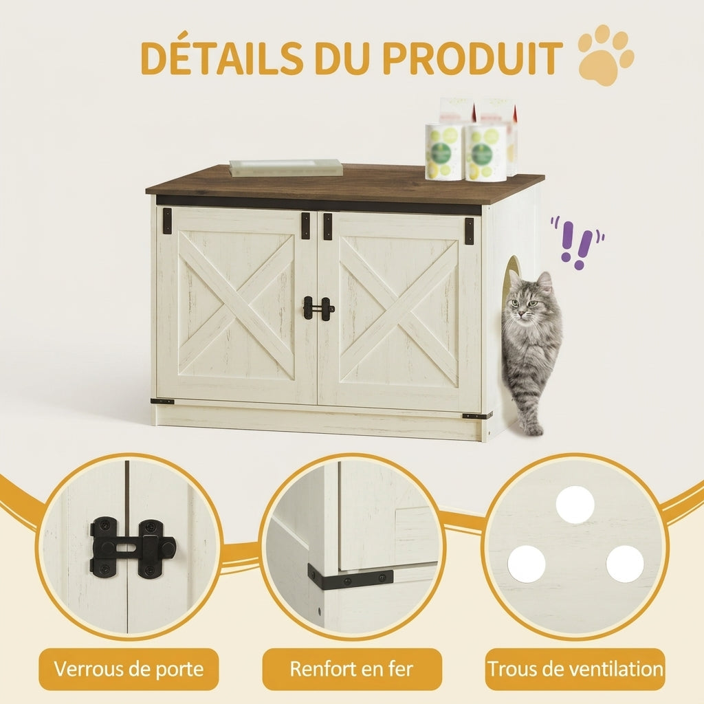 Meuble Cache-Litière 80 cm avec Cloison Amovible – La Grange