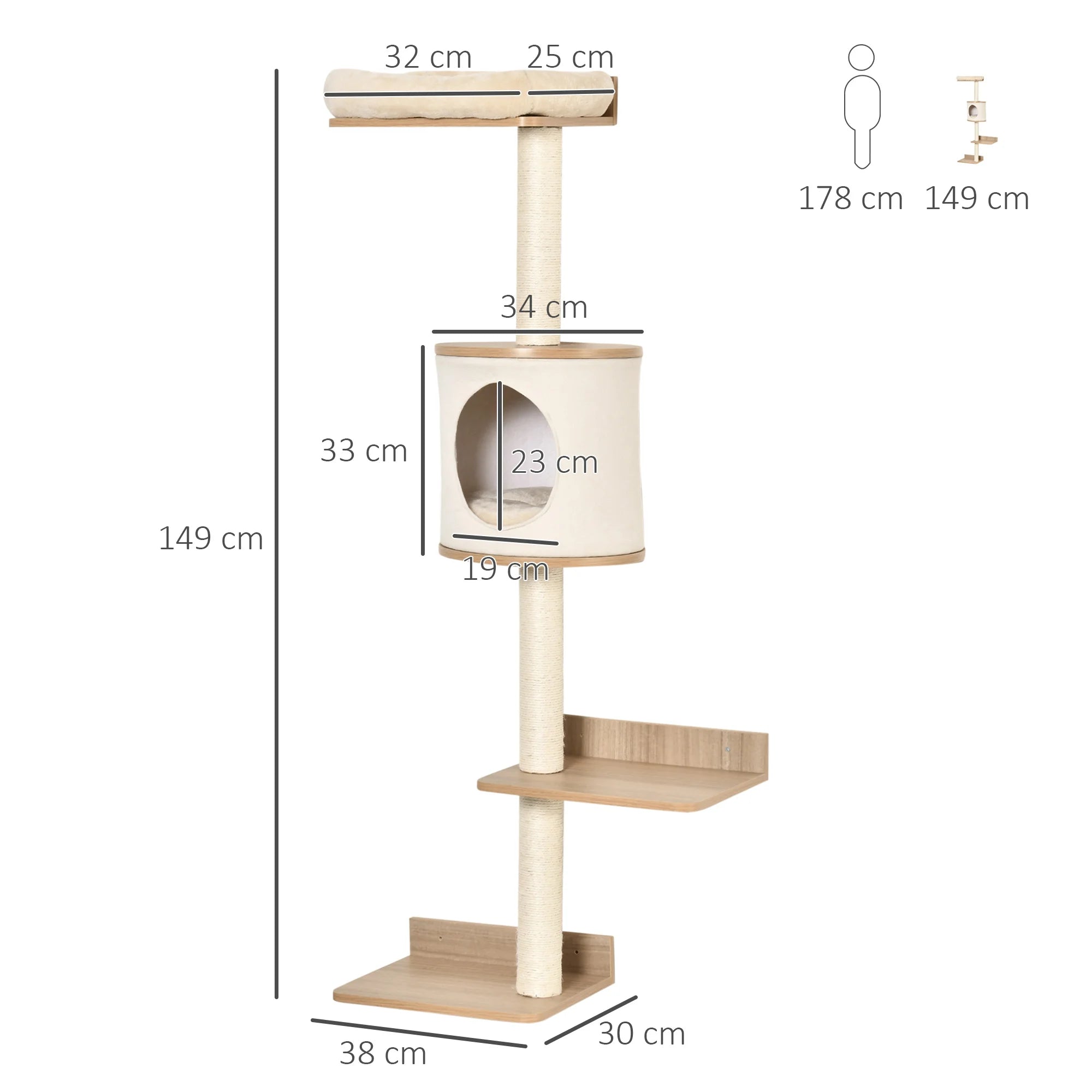 Le Refuge Suspendu – Arbre à chat design mural avec niche panoramique
