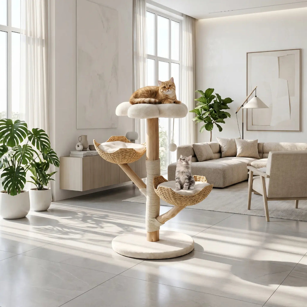 L’Épuré Scandinave – Arbre à Chat Compact (111 cm)