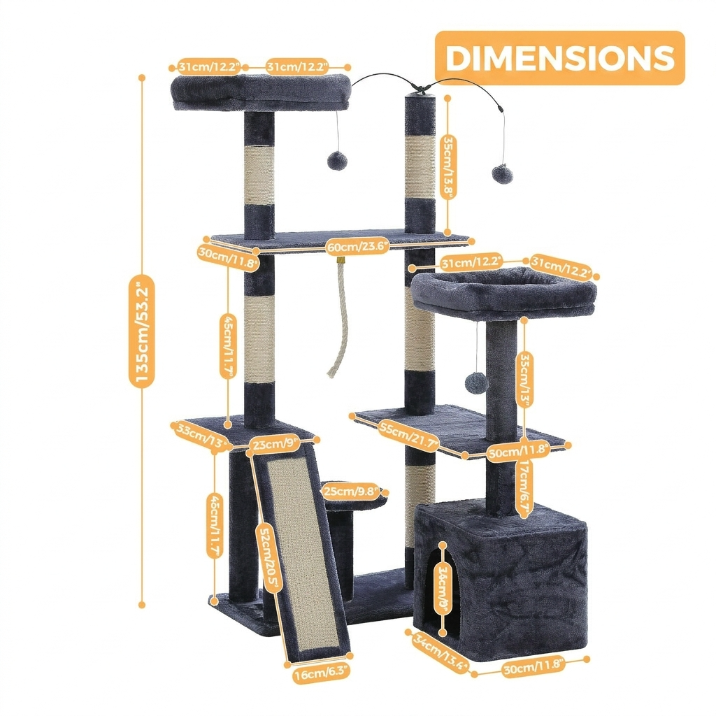 L’Équilibre – Arbre à Chat XXL Multi-Niveaux & Design Épuré