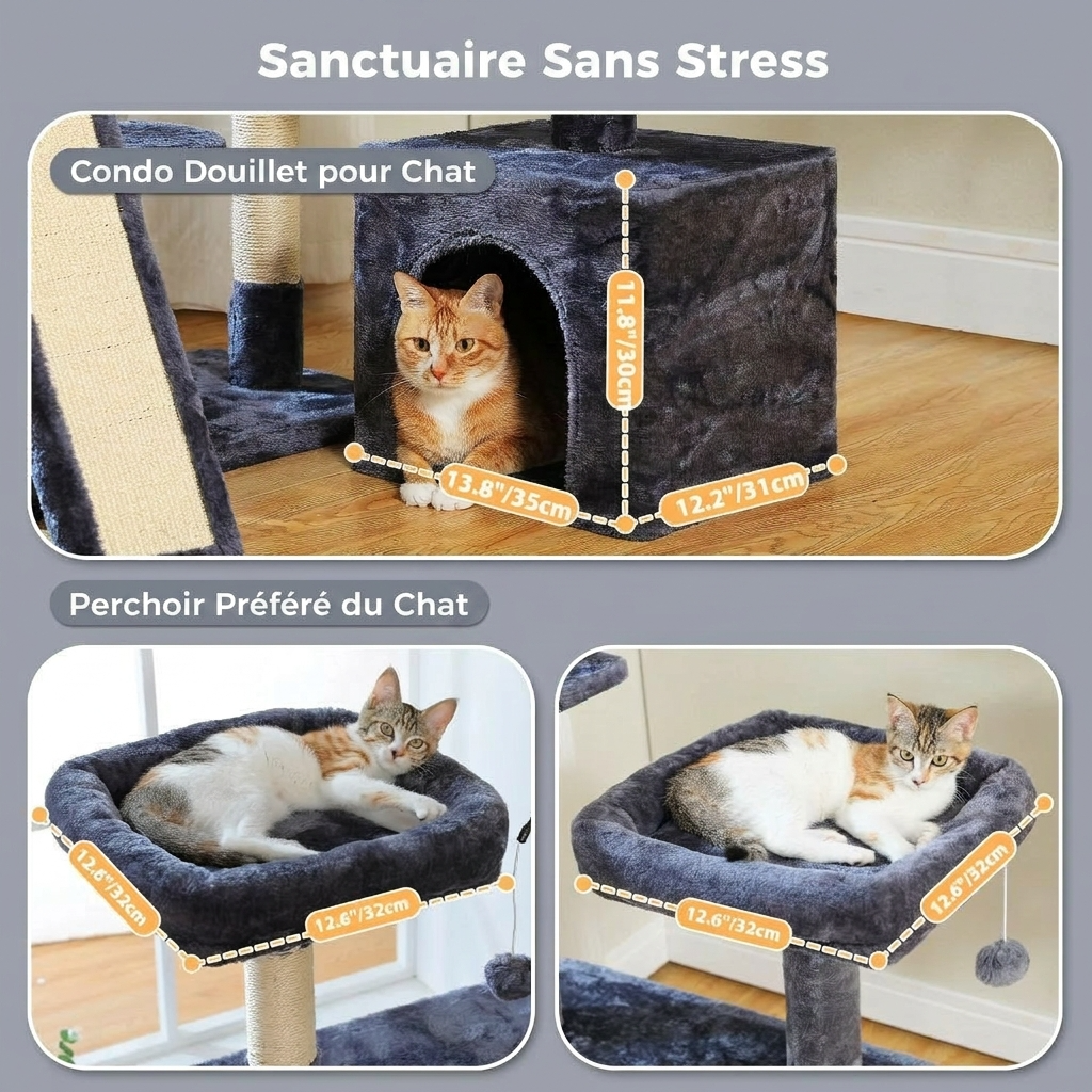 L’Équilibre – Arbre à Chat XXL Multi-Niveaux & Design Épuré