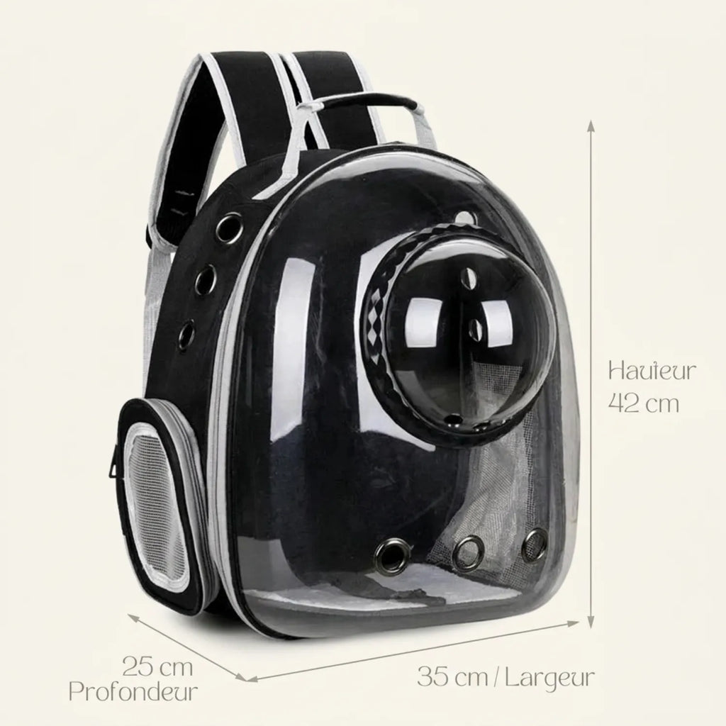 L’Explorateur Panoramique – Sac à Dos de Voyage Sécurisé pour Chat (Coque Protectrice)