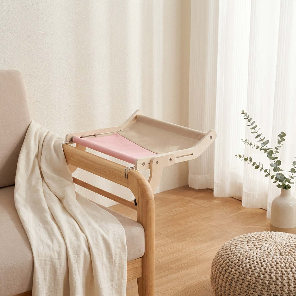 Le Solstice – Hamac de Fenêtre Architectural en Bois & Canevas de Coton