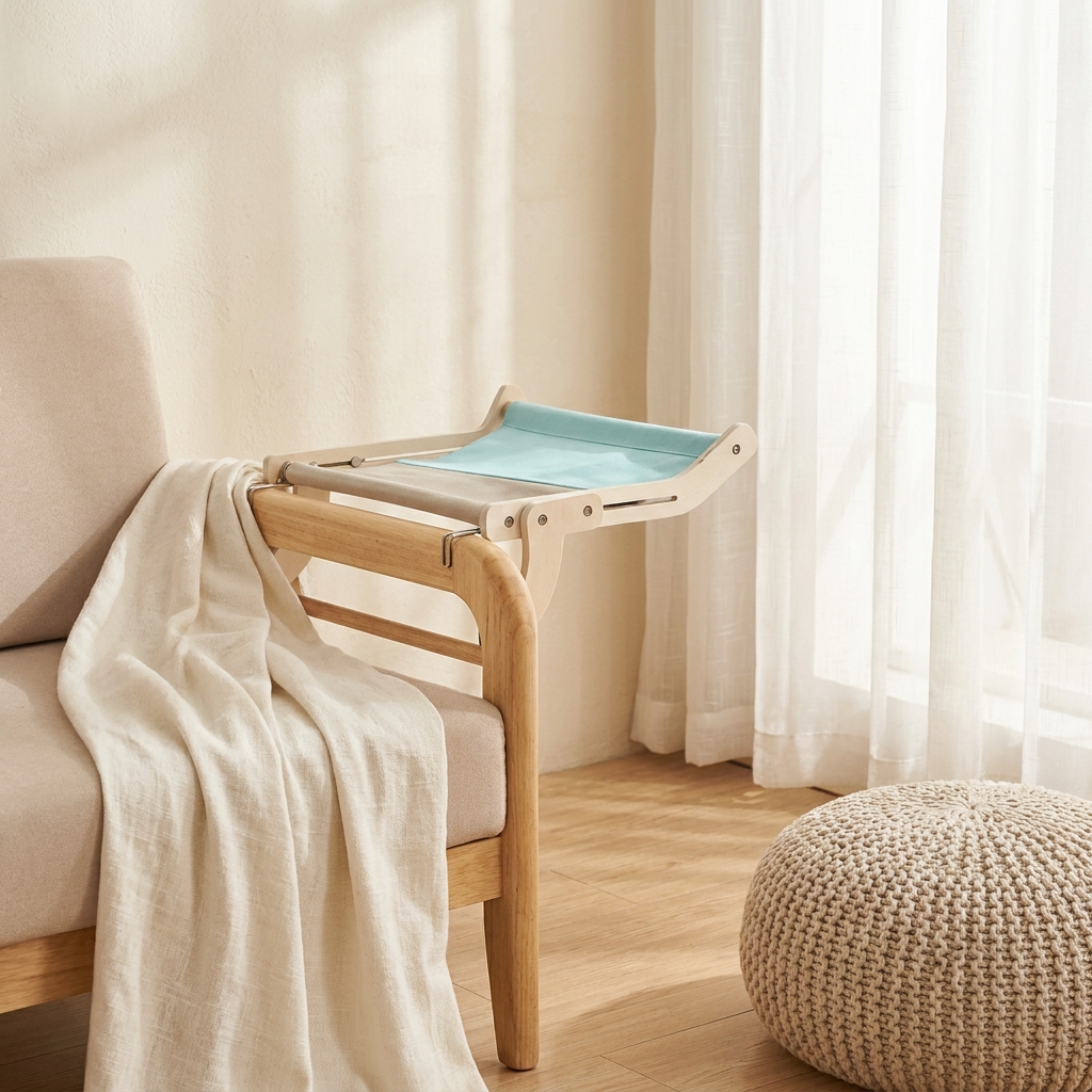 Le Solstice – Hamac de Fenêtre Architectural en Bois & Canevas de Coton