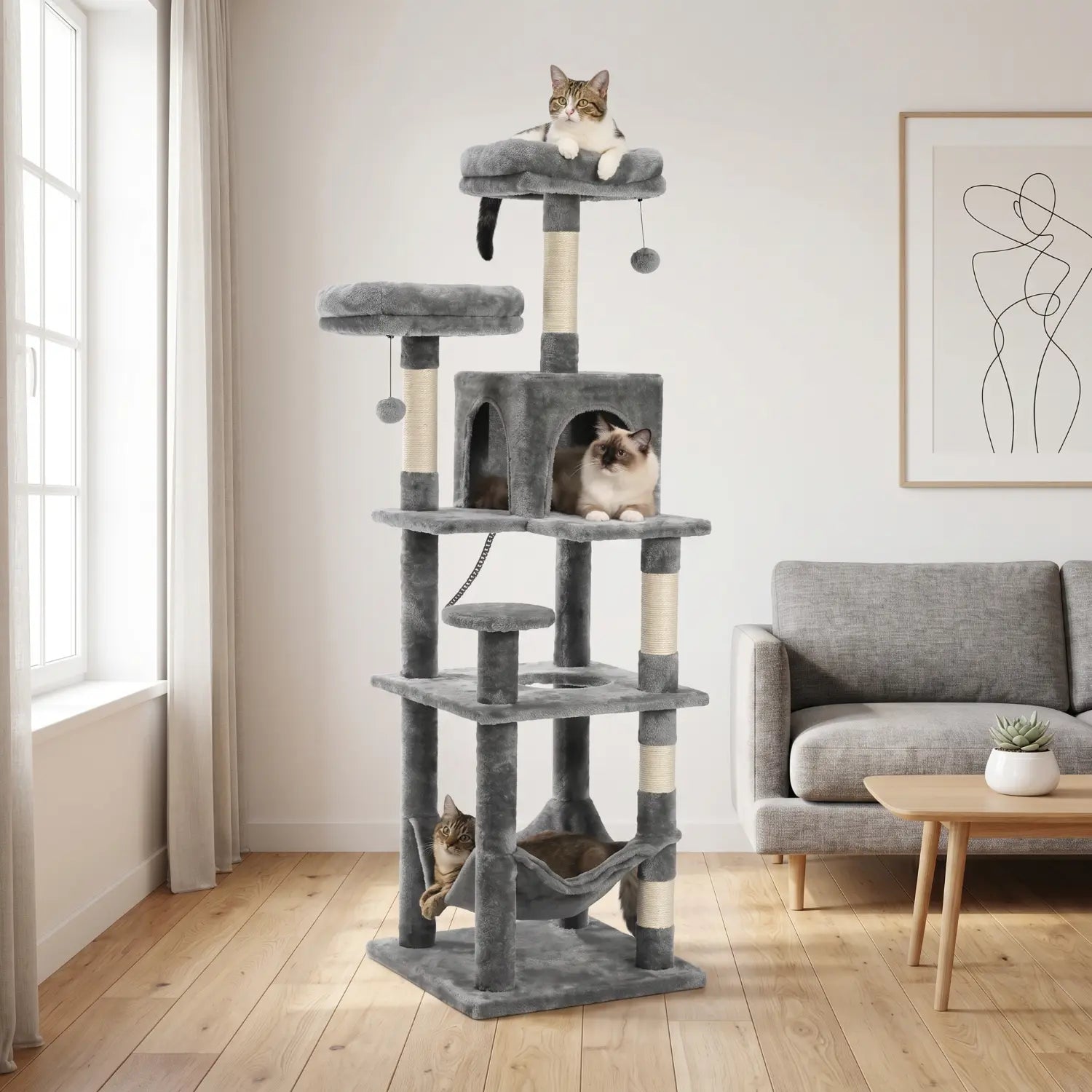 Le Duplex – Arbre à Chat XXL & Confort Lavable (180 cm)