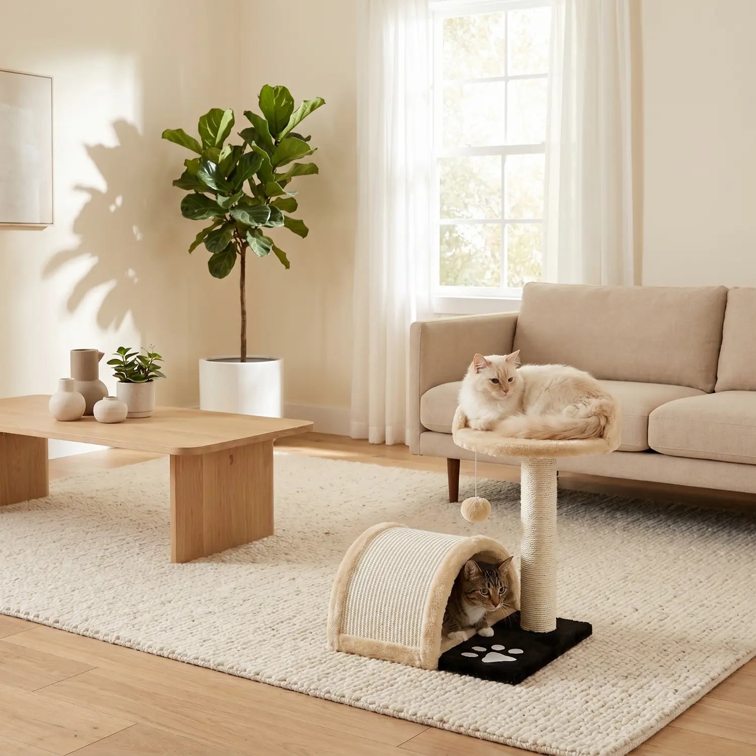 Le Pont de Biscotte – Petit Arbre à Chat Compact avec Pont, Perchoir et Griffoir en Sisal