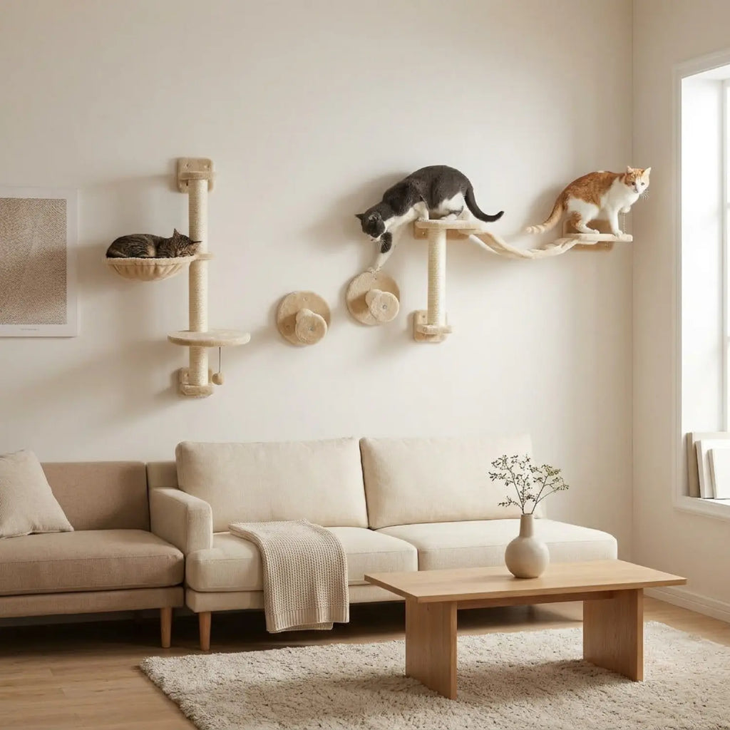 L'Ascension – Arbre à chat mural modulable en bois (Set de 4 modules)