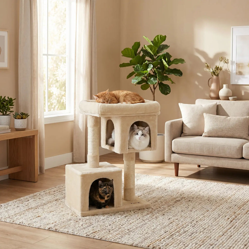 Le Manoir de Louna – Petit Arbre à Chat avec Double Niche et Perchoir Confort