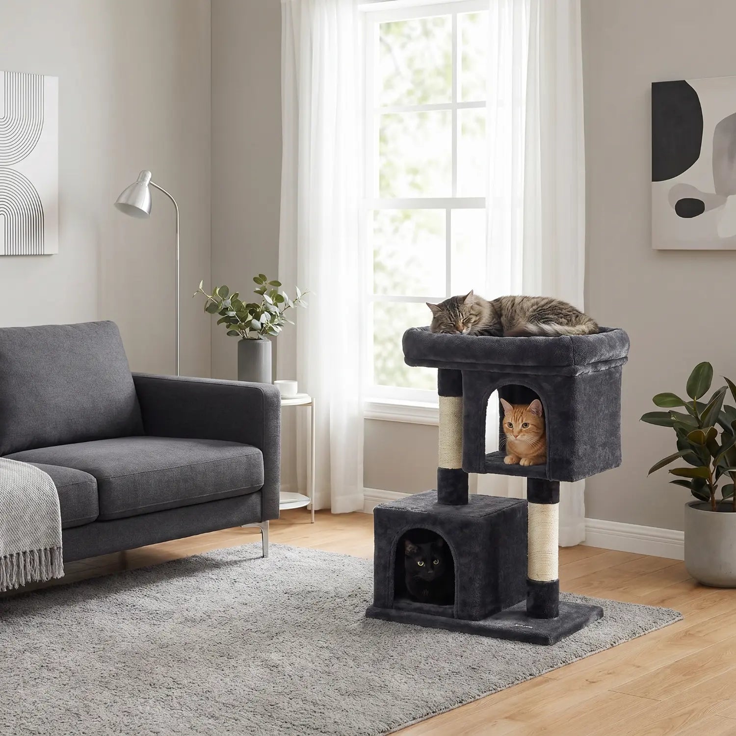 Le Manoir de Louna – Petit Arbre à Chat avec Double Niche et Perchoir Confort
