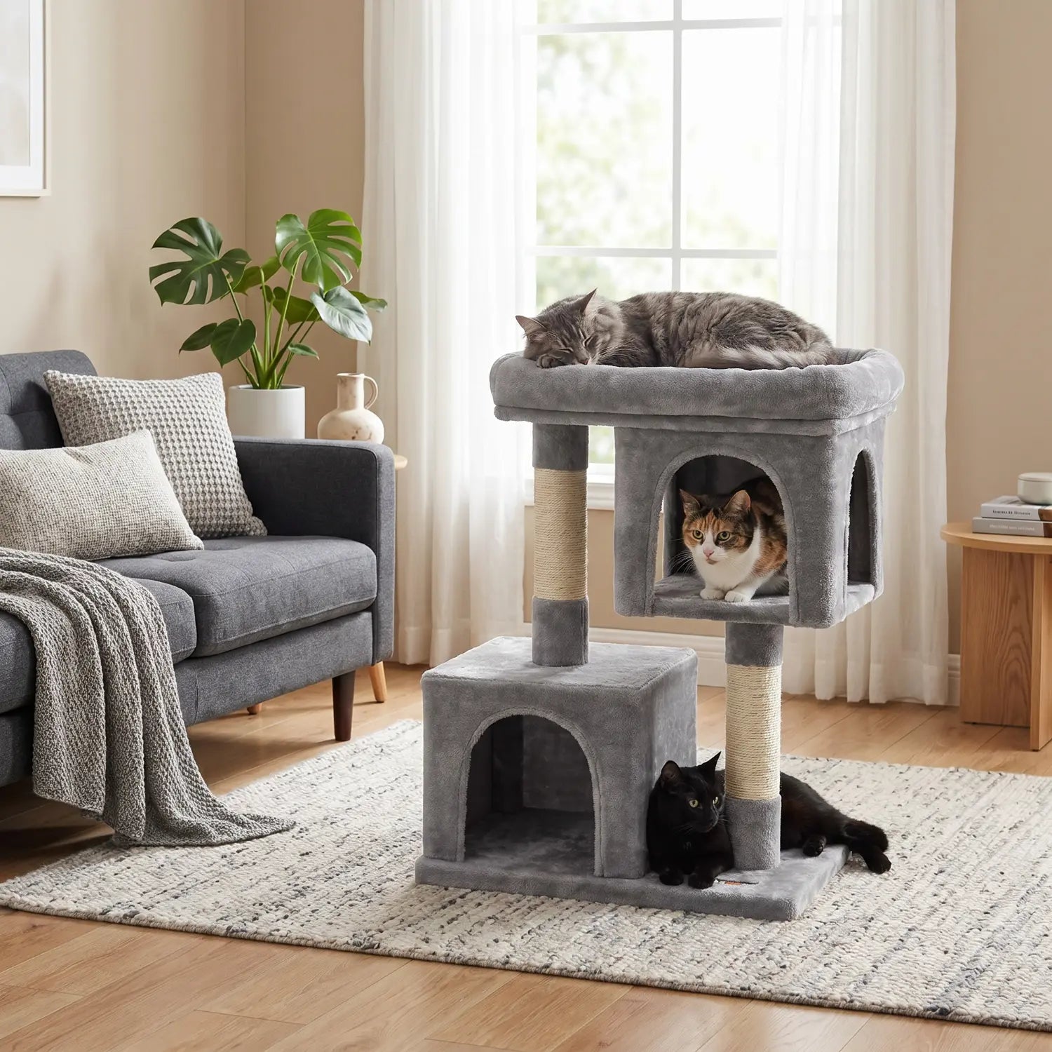 Le Manoir de Louna – Petit Arbre à Chat avec Double Niche et Perchoir Confort