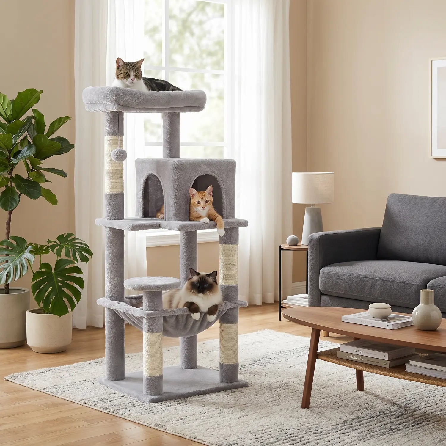 Le Pavillon de Moka – Petit Arbre à Chat avec Hamac, Niche et Perchoir Panoramique