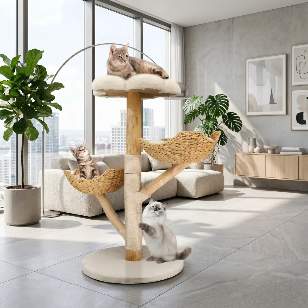 L’Épuré Scandinave – Arbre à Chat Compact (111 cm)