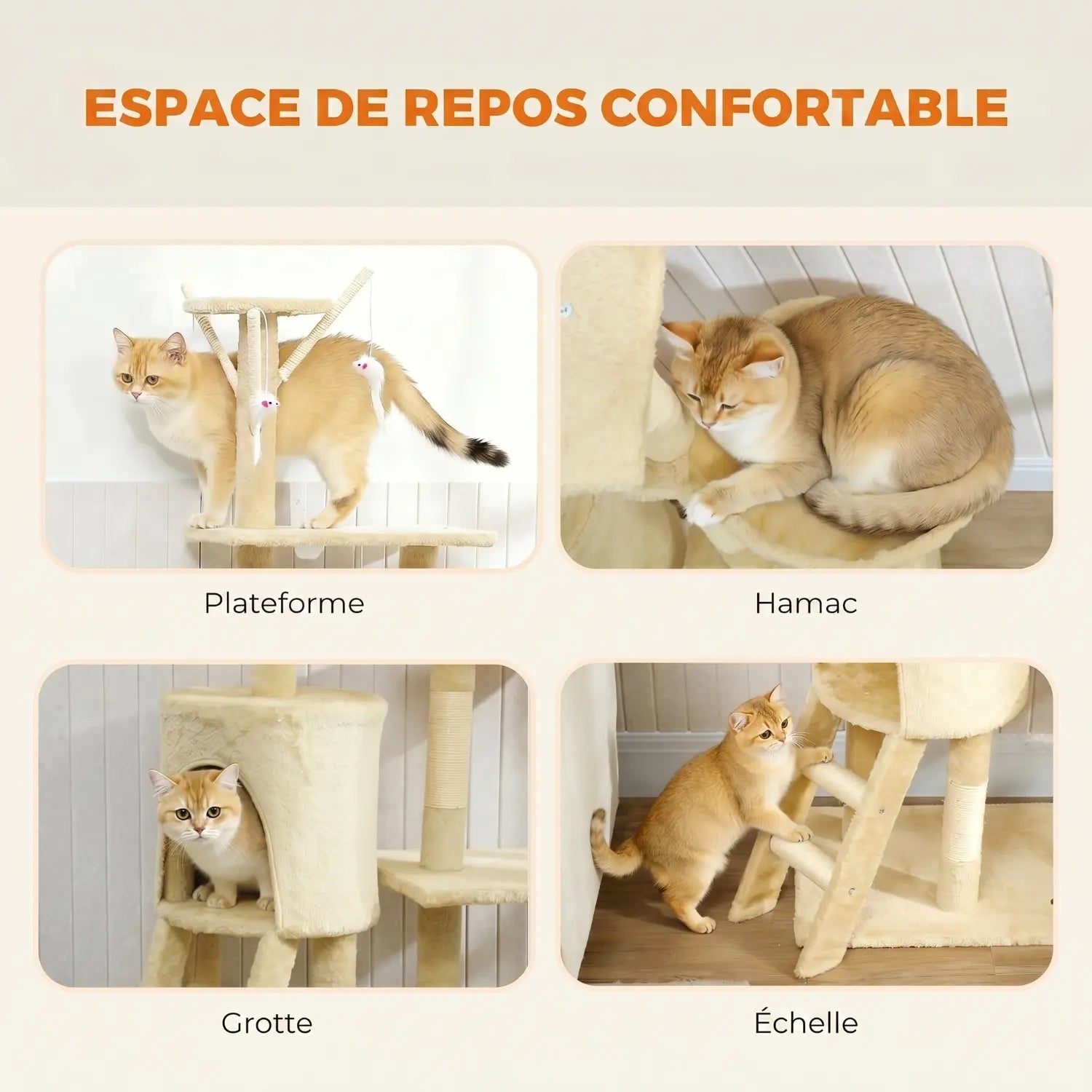Le Château de Louna – Arbre à Chat XXL avec Niche, Hamac, Échelle et Plateformes Panoramiques