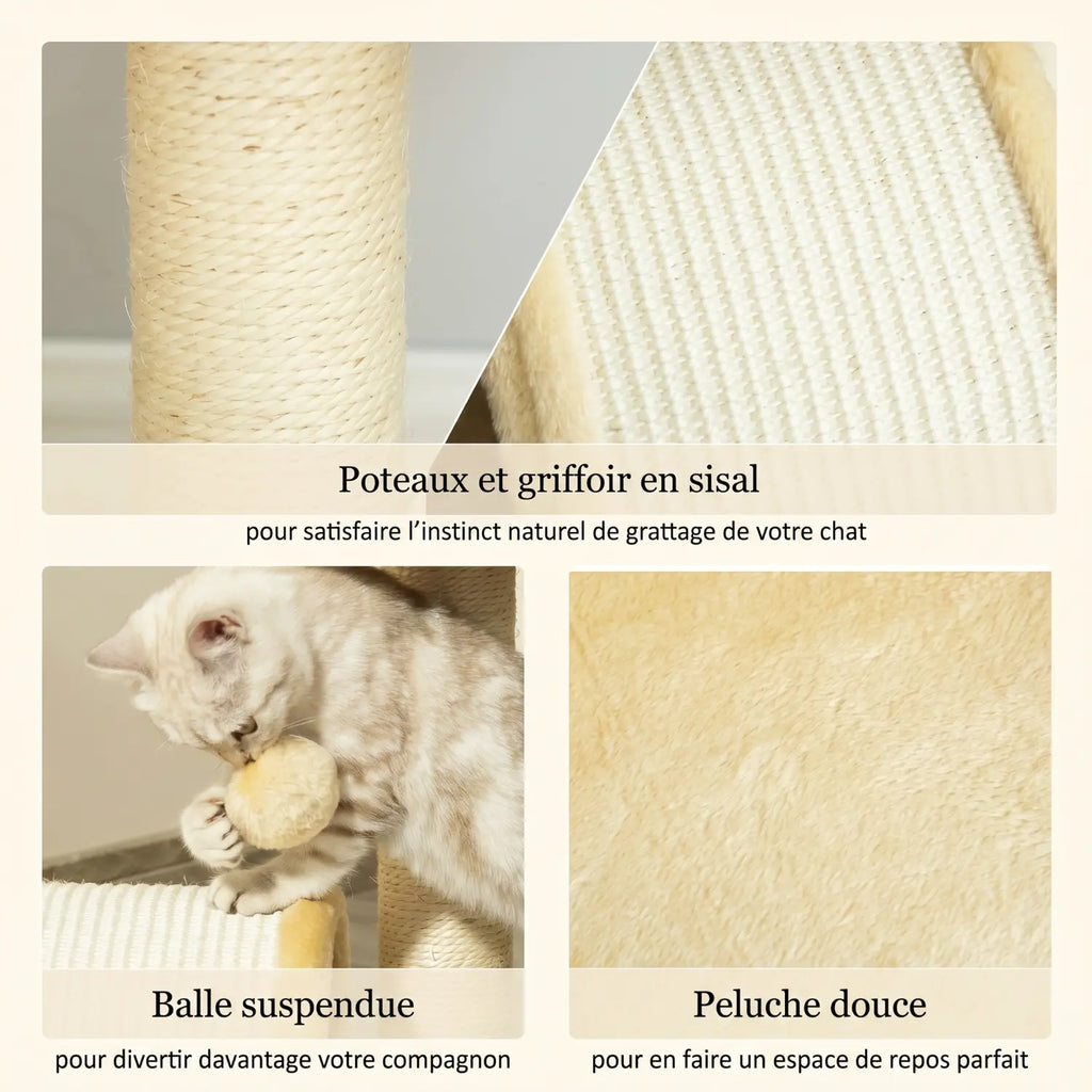 Le Pont de Biscotte – Petit Arbre à Chat Compact avec Pont, Perchoir et Griffoir en Sisal