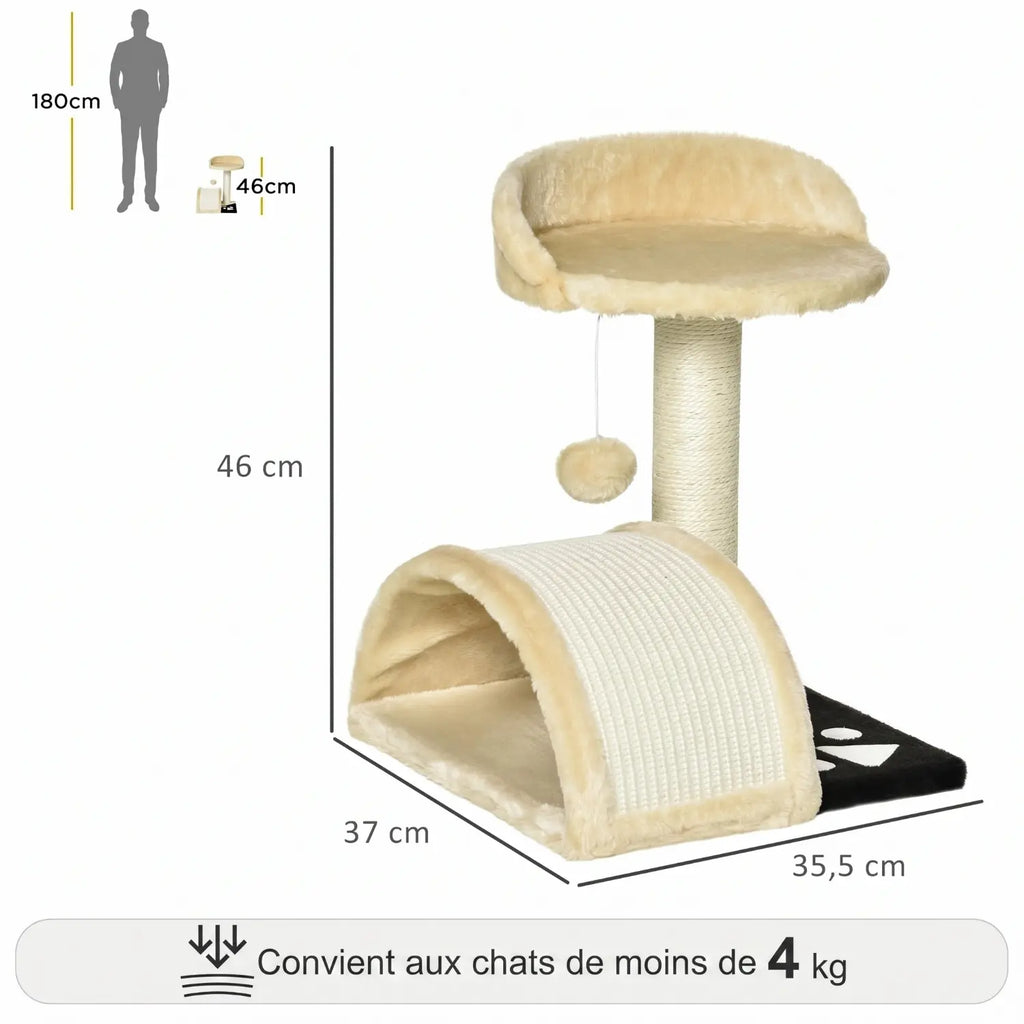 Le Pont de Biscotte – Petit Arbre à Chat Compact avec Pont, Perchoir et Griffoir en Sisal