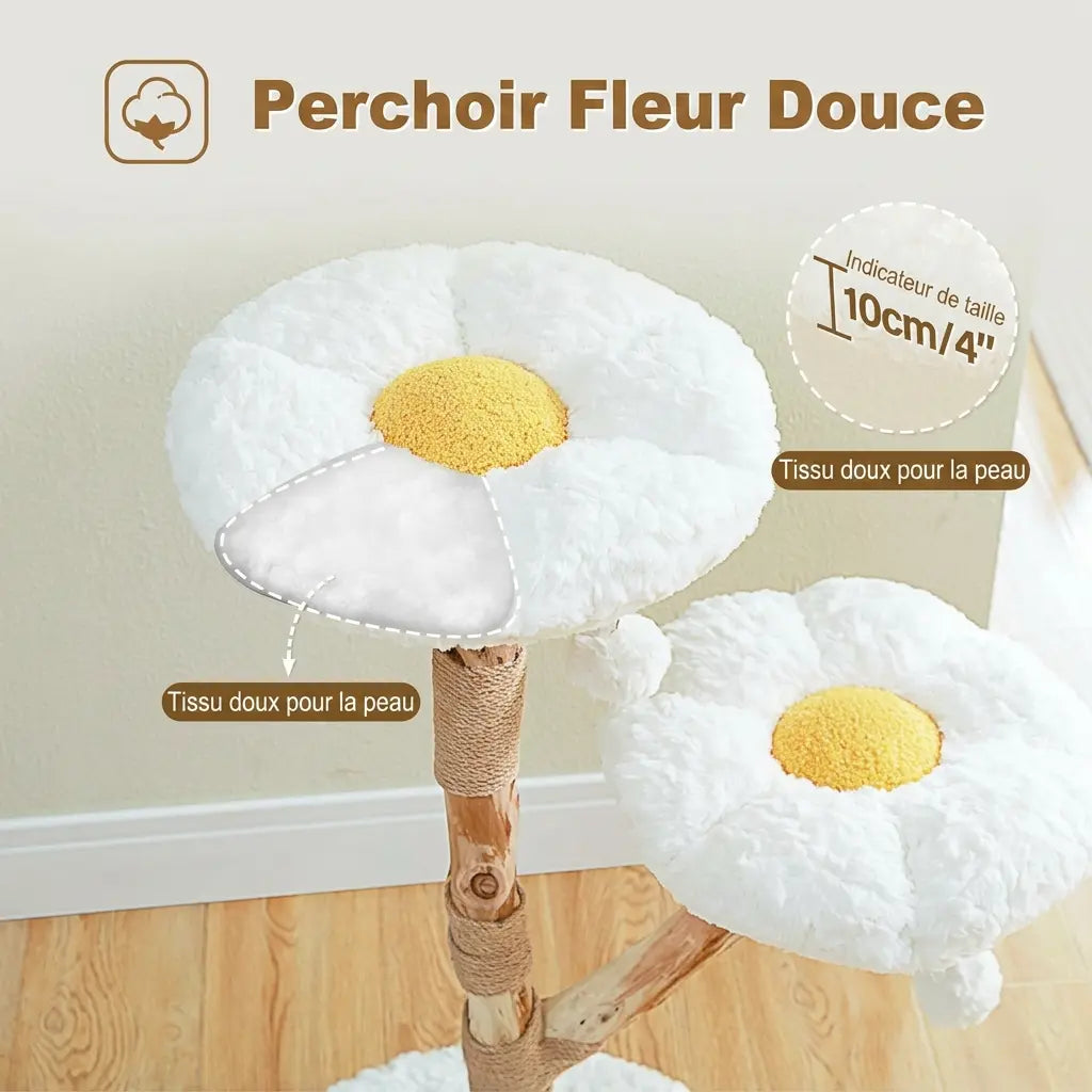Le Nuage – Arbre à Chat Design en Bois Naturel & Rotin Tressé
