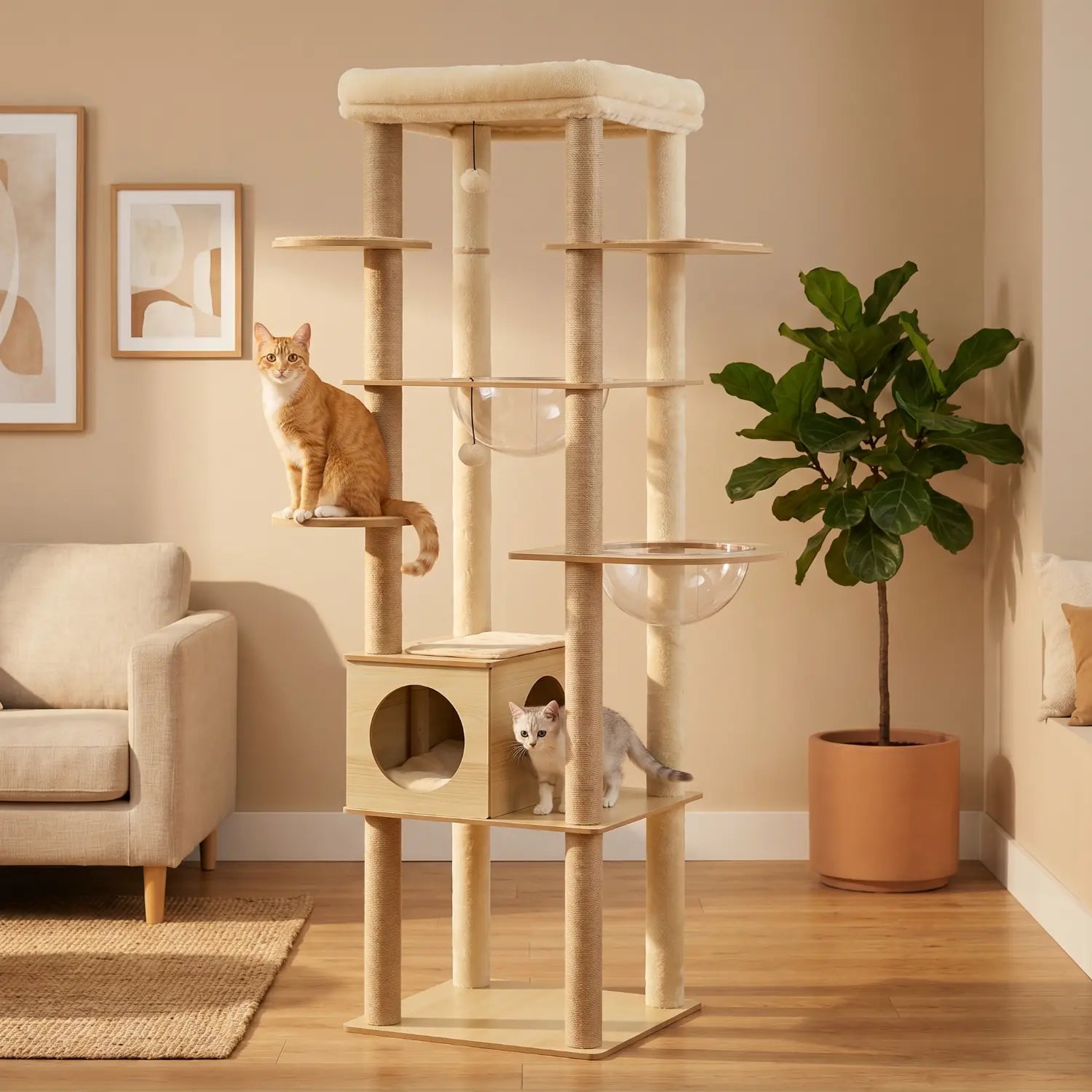 Le Loft Panoramique – Arbre à chat XXL grande hauteur (180 cm)