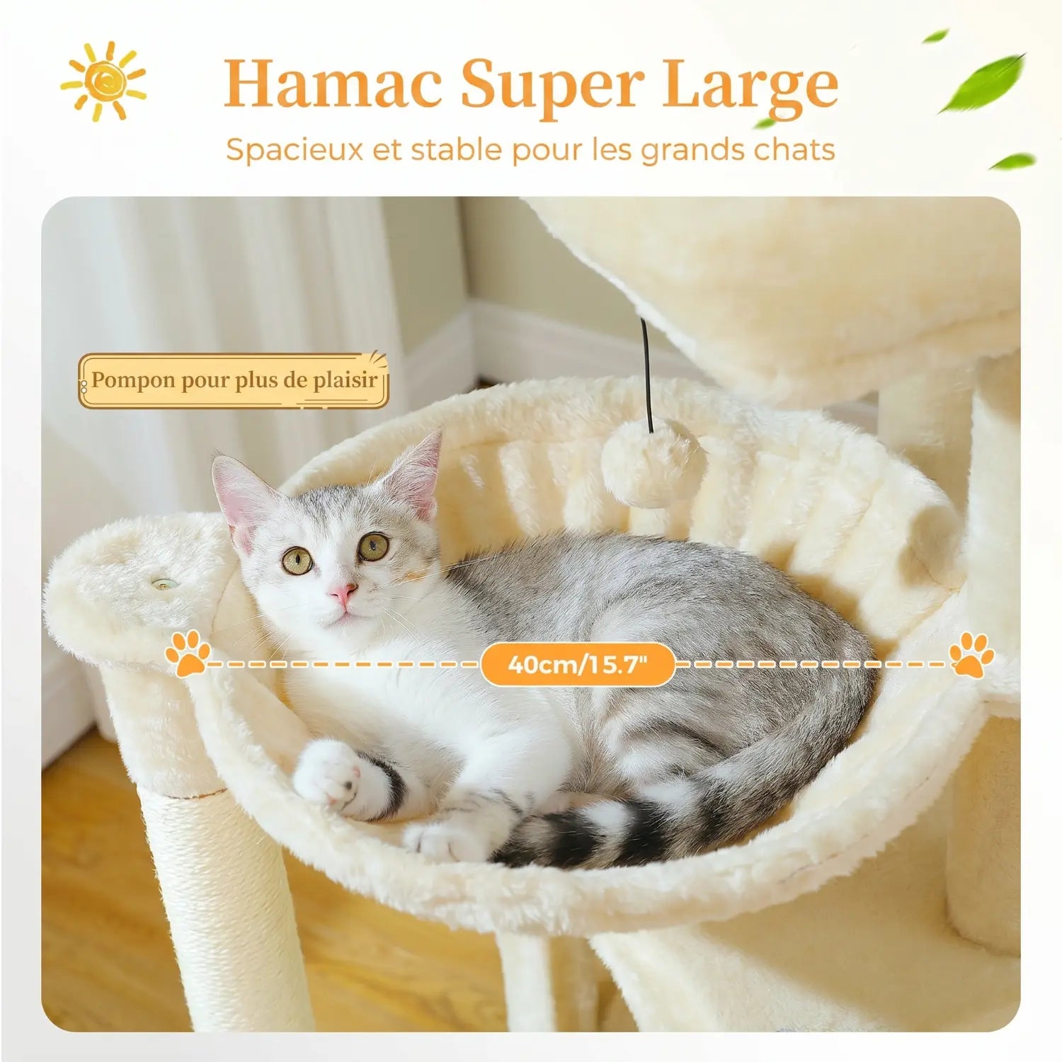 L'Atelier – Arbre à Chat XXL Compact & Stabilité Maximale (104 cm)