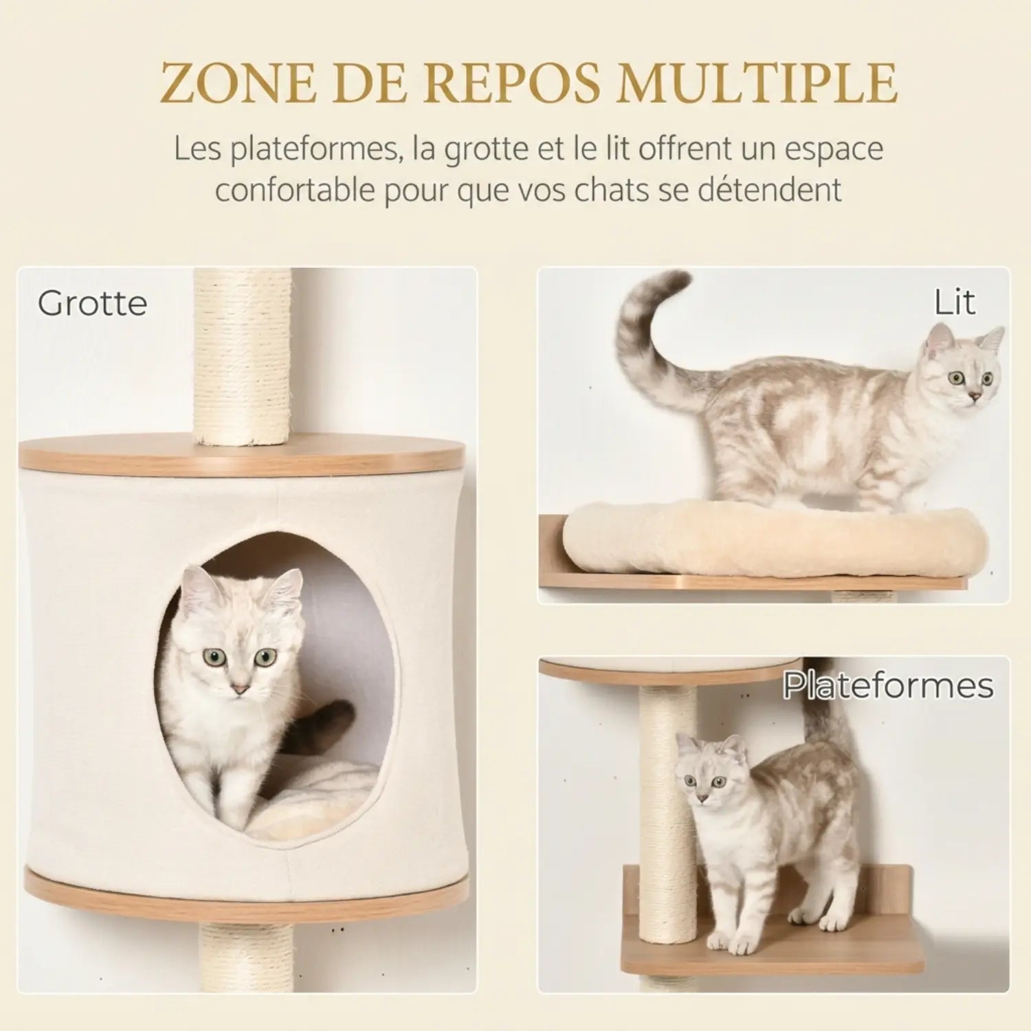 Le Refuge Suspendu – Arbre à chat design mural avec niche panoramique