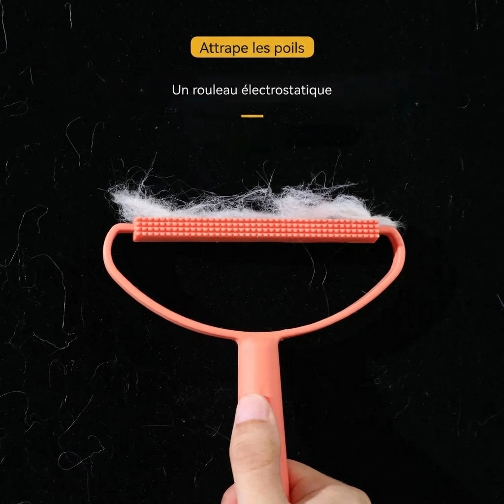 Brosse anti-poils de chat double face racloir textile 2-en-1 – vue 2