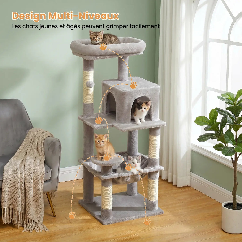 Le Pavillon de Moka – Petit Arbre à Chat avec Hamac, Niche et Perchoir Panoramique