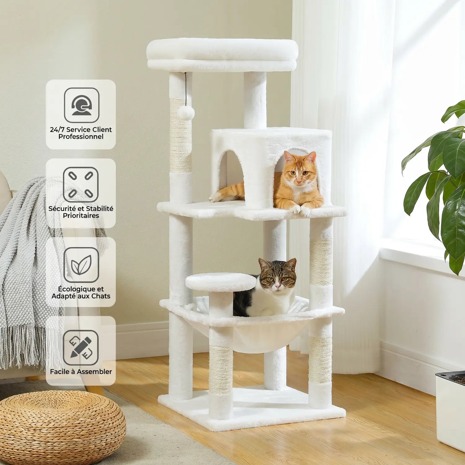 Le Pavillon de Moka – Petit Arbre à Chat avec Hamac, Niche et Perchoir Panoramique