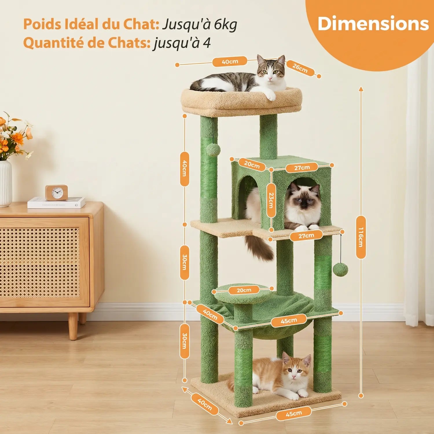 Le Pavillon de Moka – Petit Arbre à Chat avec Hamac, Niche et Perchoir Panoramique