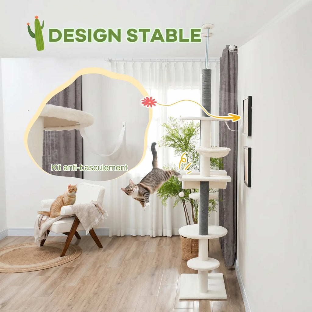 La Voie Lactée – Arbre à chat sol-plafond avec hamac suspendu (225 à 255 cm)