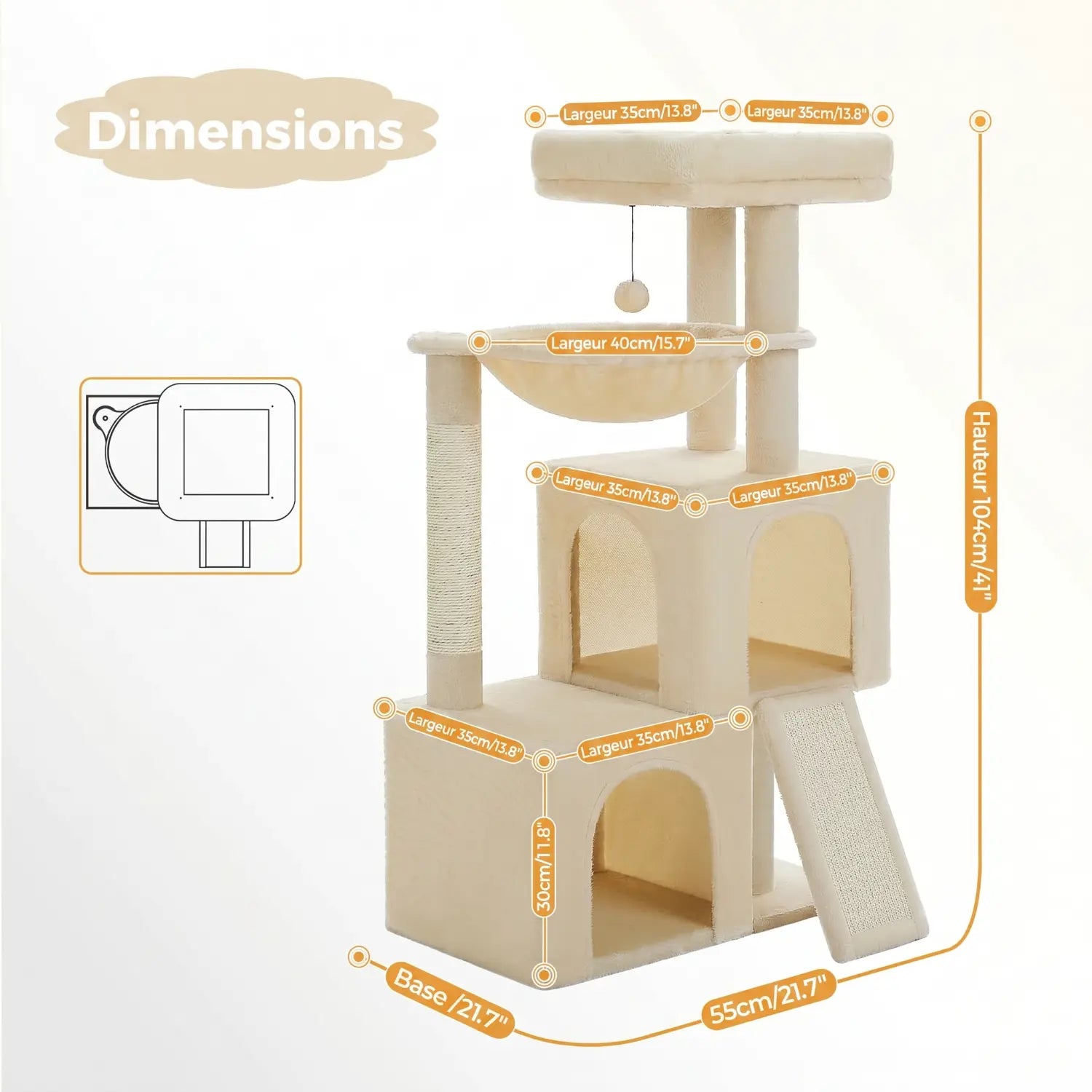 L'Atelier – Arbre à Chat XXL Compact & Stabilité Maximale (104 cm)