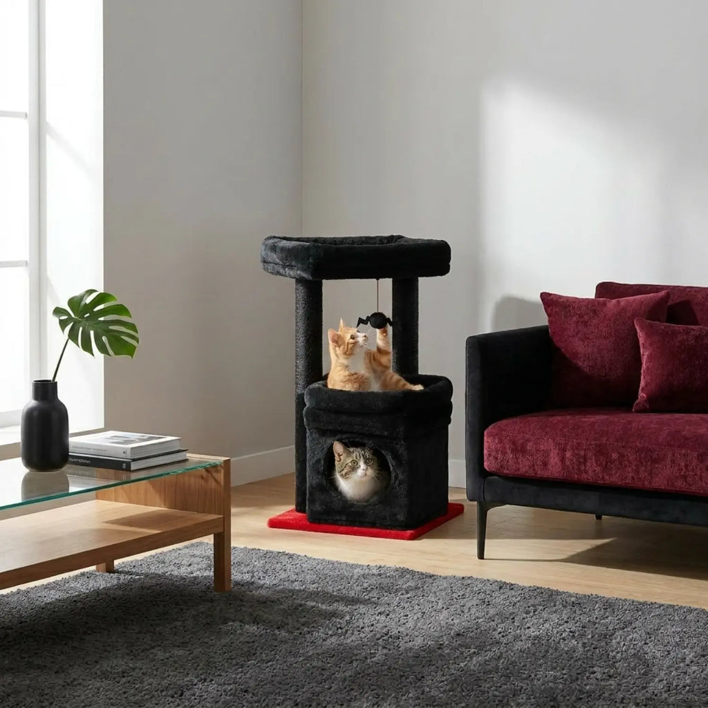 Le Refuge Douillet – Petit Arbre à Chat avec Niche Confort et Griffoirs en Sisal