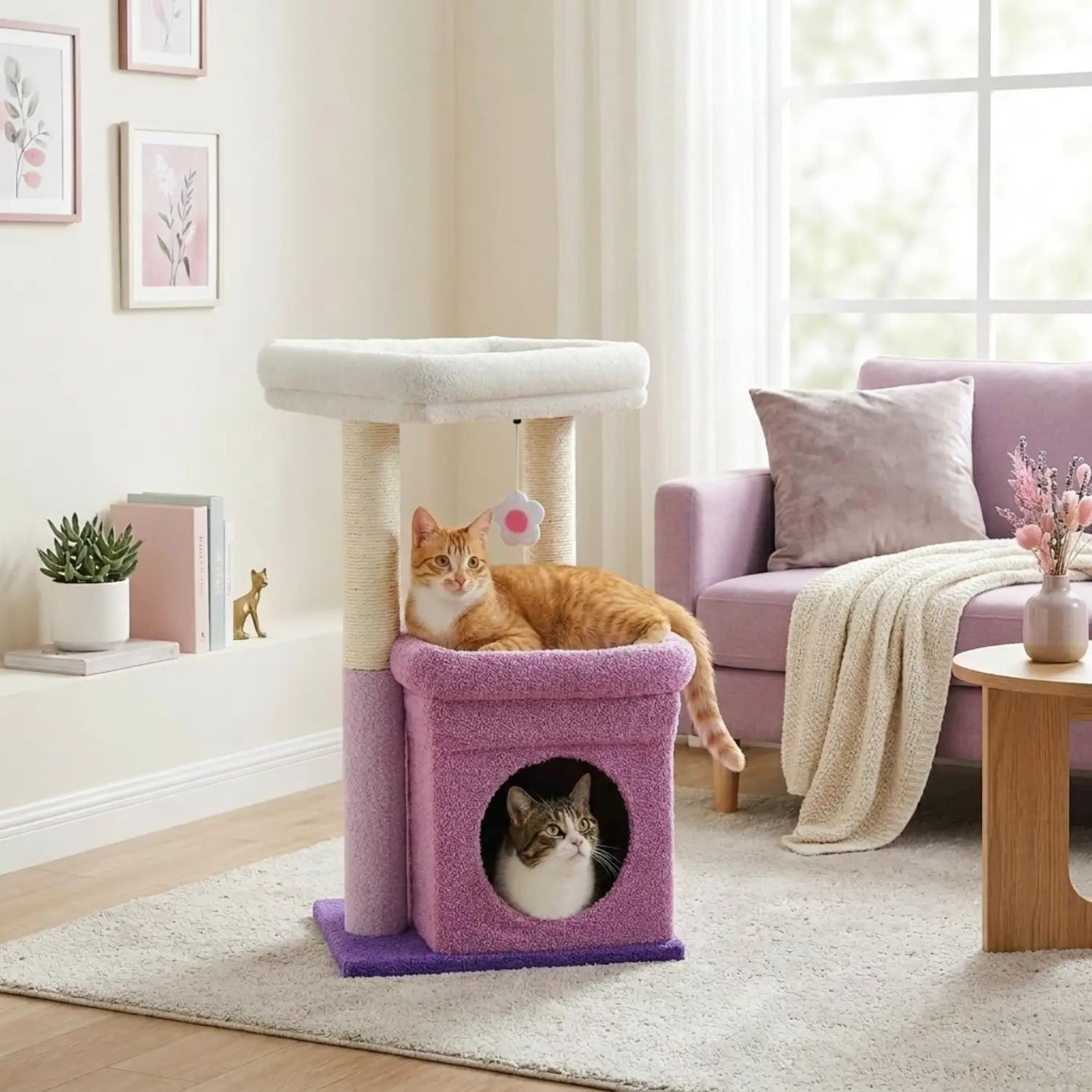 Le Refuge Douillet – Petit Arbre à Chat avec Niche Confort et Griffoirs en Sisal