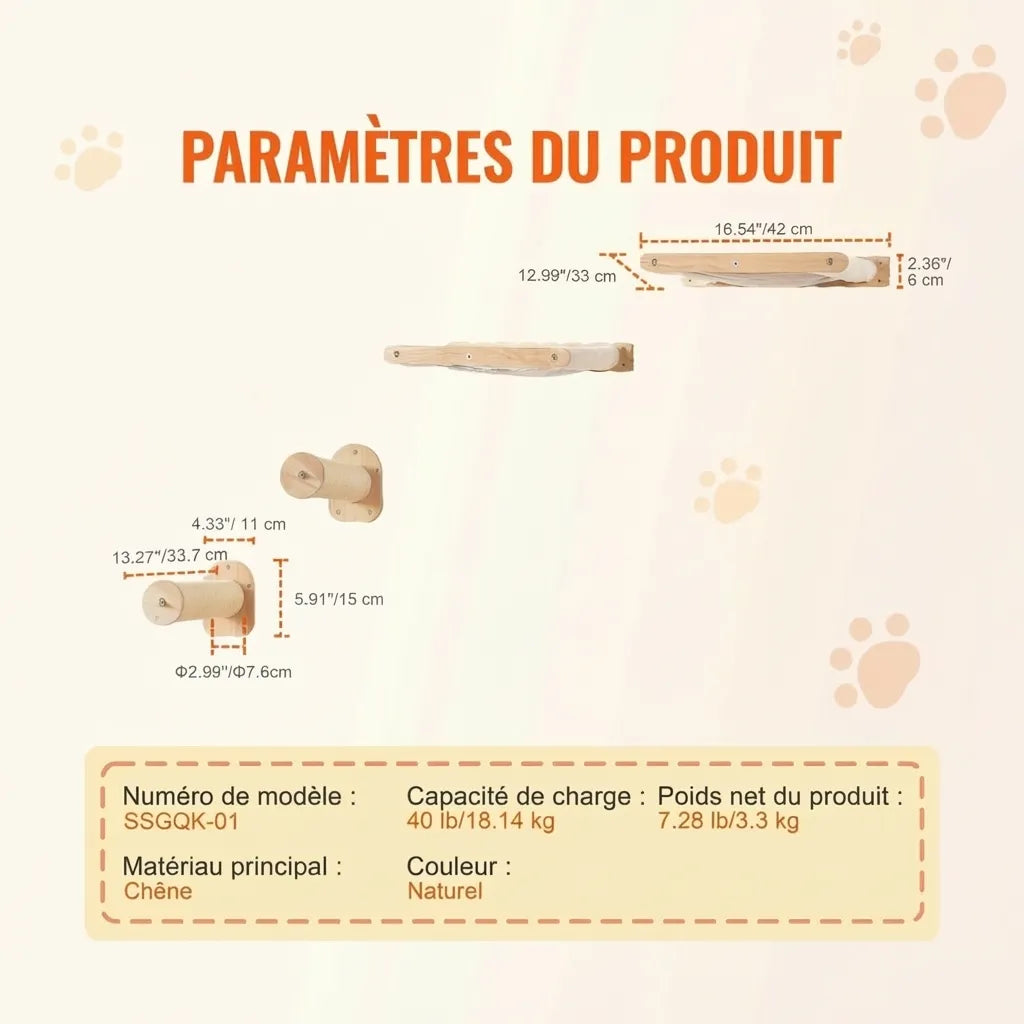 Le Balcon des Cimes – Arbre à Chat Mural Multi-Niveaux
