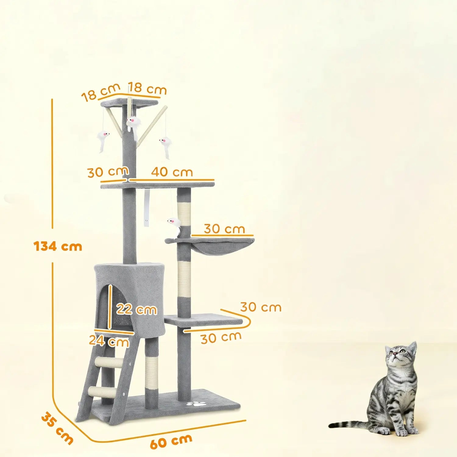 Le Château de Louna – Arbre à Chat XXL avec Niche, Hamac, Échelle et Plateformes Panoramiques