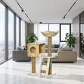 Le Prisme – Arbre à Chat Architectural en Bois & Tissu Bouclé (101 cm)